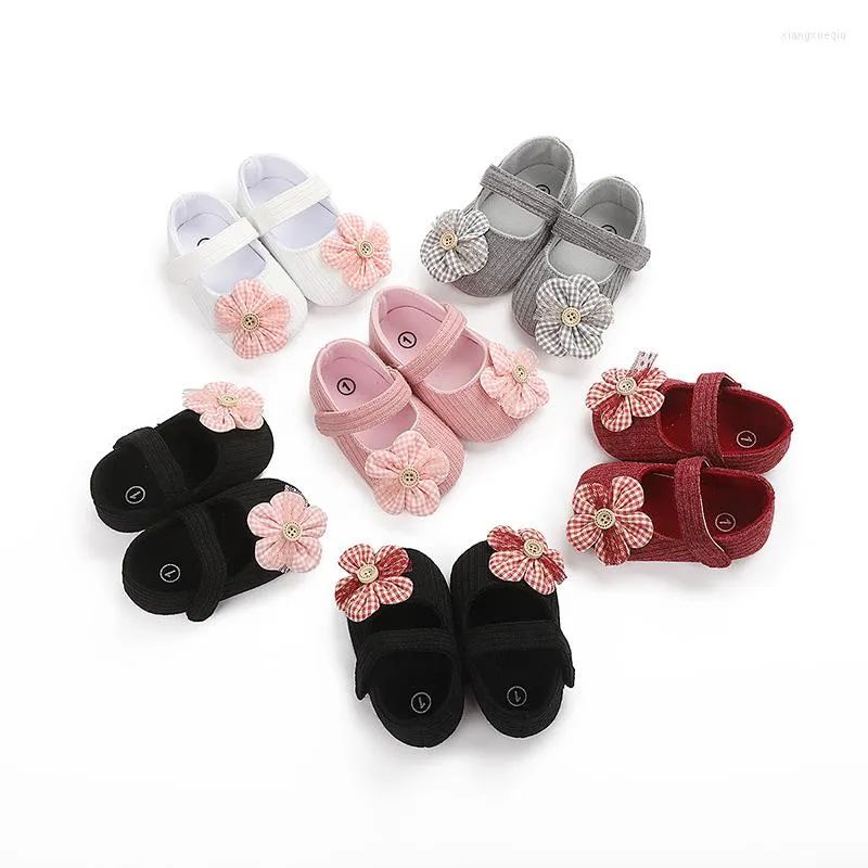 Premiers marcheurs mignons bébés filles chaussures à fleurs princesse coton semelle souple fond anti-dérapant 0-18M infantile enfant en bas âge enfants chaussure