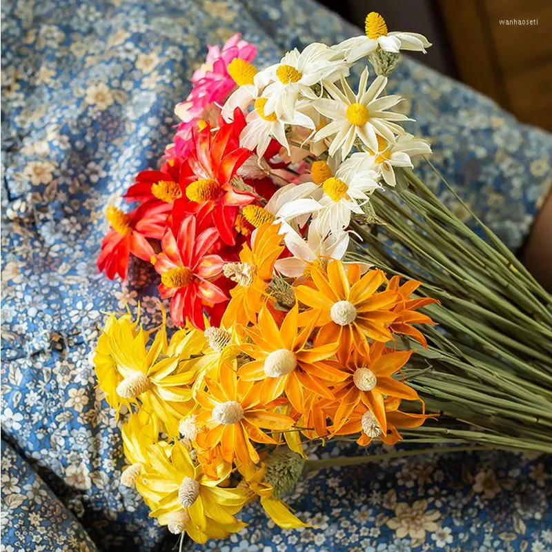 Dekoratif çiçekler doğal kuru papatya korunmuş çembere orkide masa dekorasyon masası diy düğün buket nordic ev partisi deko