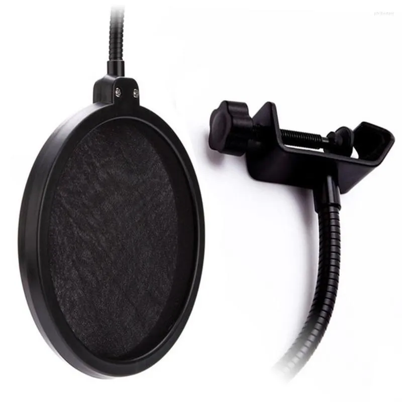 Microfones pretos anti -cuspo giratório Mount Studio gravação Proteção Melhorar o som plosivo Ajustável Instalação fácil de microfone longo Tampa de microfone