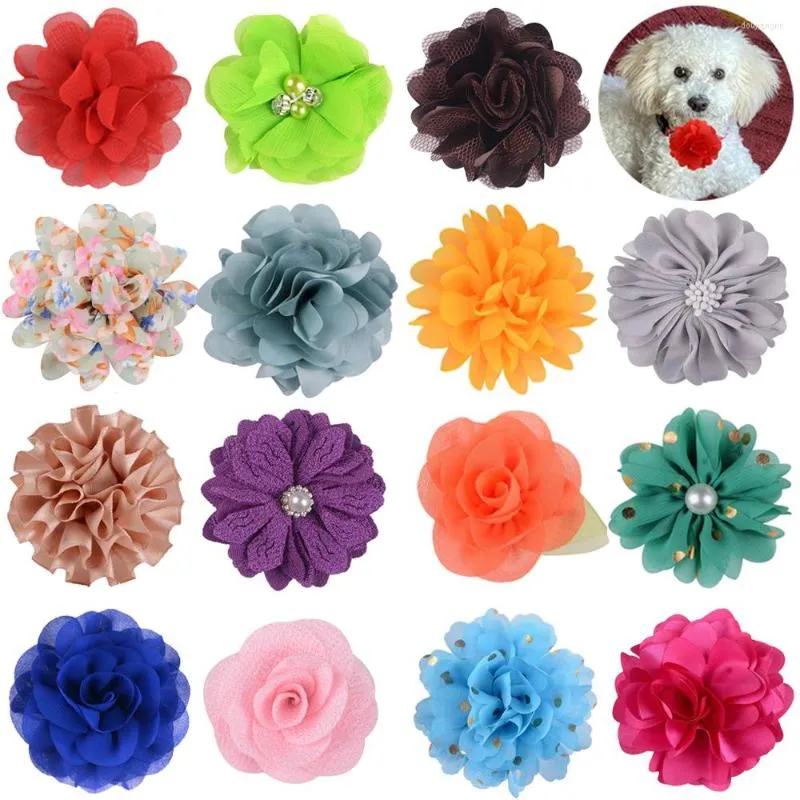 Vêtements pour chiens 100 pièces grand collier de fleurs collier de fleurs accessoire nœud papillon fournitures pour animaux de compagnie accessoires colliers pour petits chiens