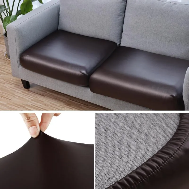 Chair Covers PU Leather Sofa Seat Cushion Cover Stretch Washable Removable Slipcover 1/2/3 Furniture Protector For Kids