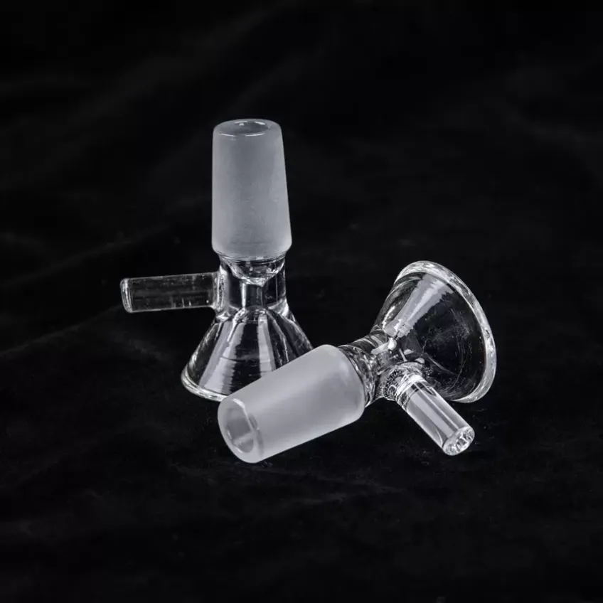 glazen schuifkom voor glazen bong met handgreep blauw heldere trechter mannelijke rookaccessoires Water pijp bedwelmende bongs 14 mm mannelijke waterpijp FY2231 SS0118