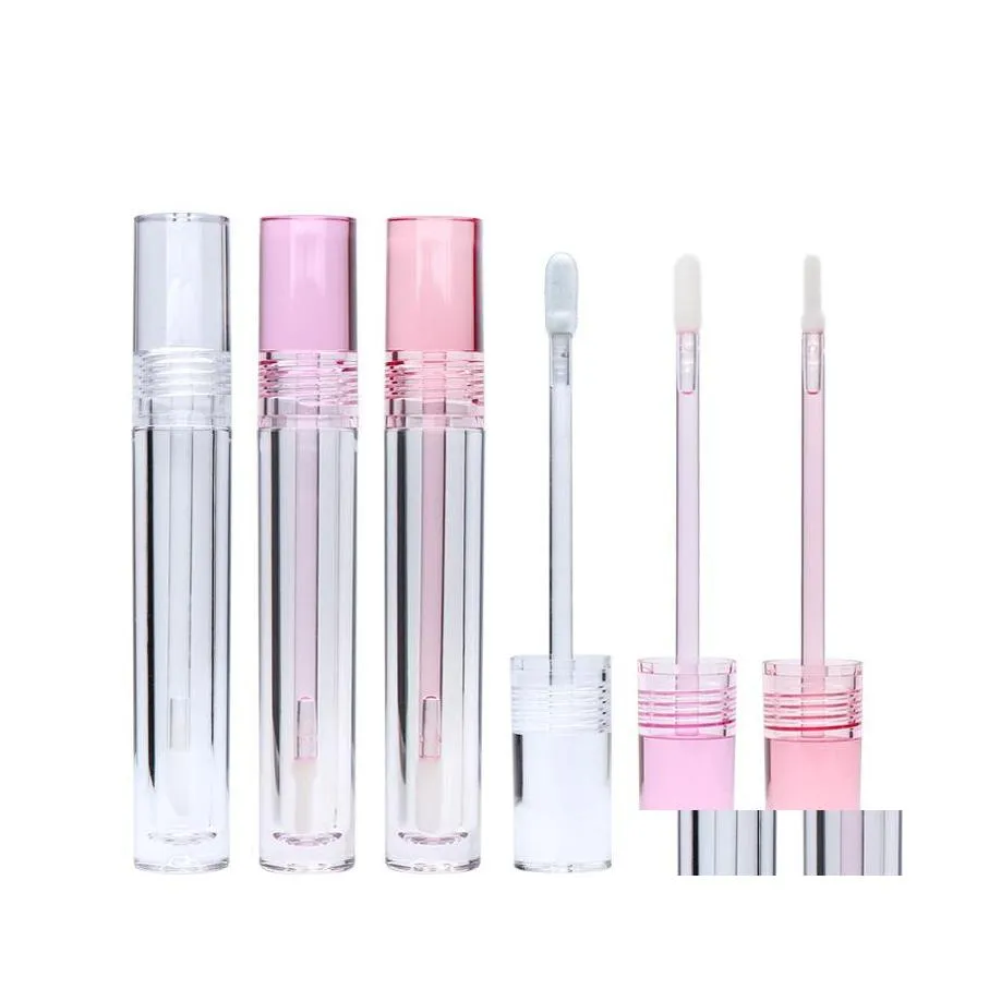 Packing Bottles Diy Lip Gloss Tubes Bottle Empty 7.8Ml Lipgloss Tube Round Transparent With Wand Clear 3 Colors Drop Delivery Office Otpgq