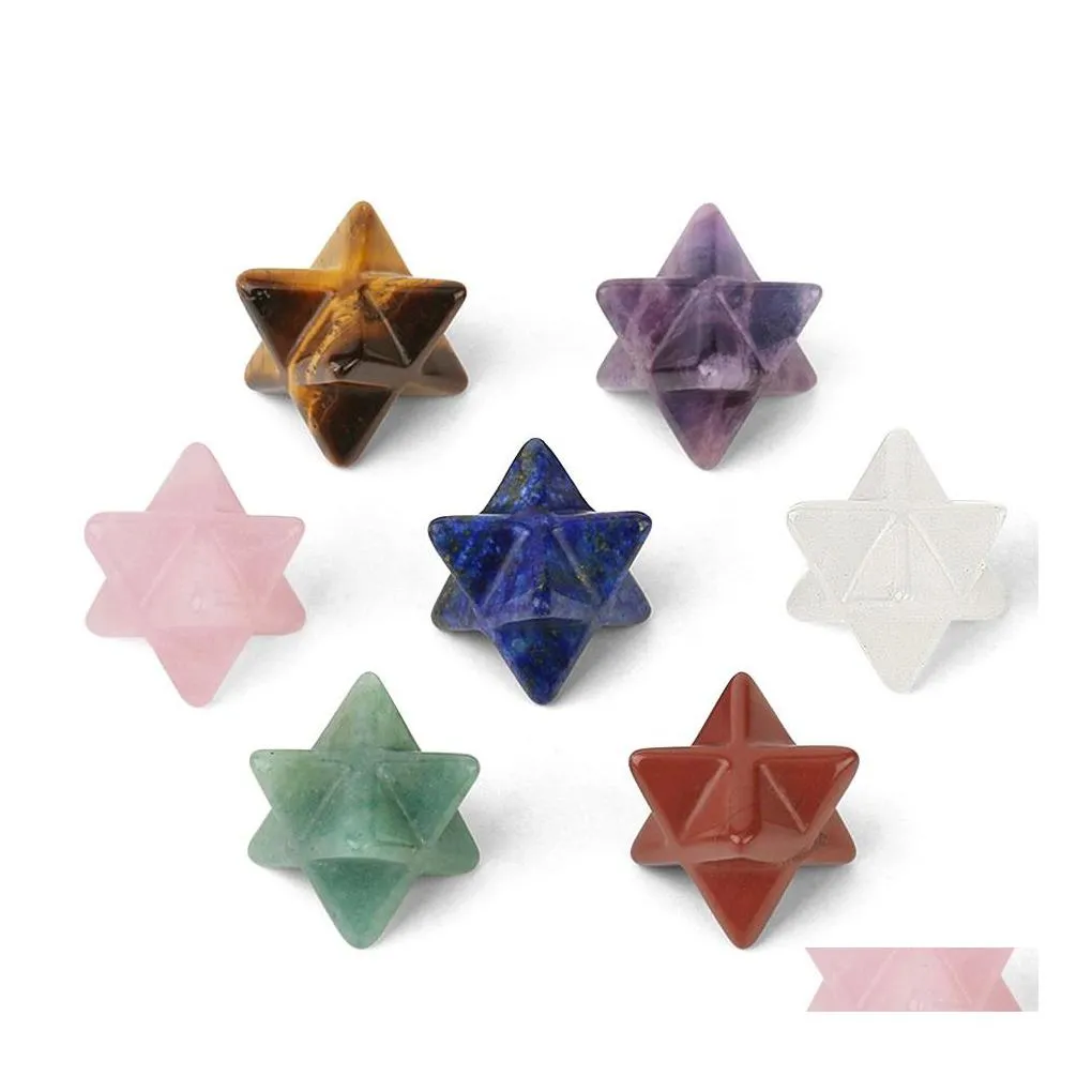 Stone Sixpointed Stars Shape Crystal Merkaba Natural Diy Jewelry Chakra Wiccan Reiki Healing Energy Protection Decoration Gift Drop D Dhas9