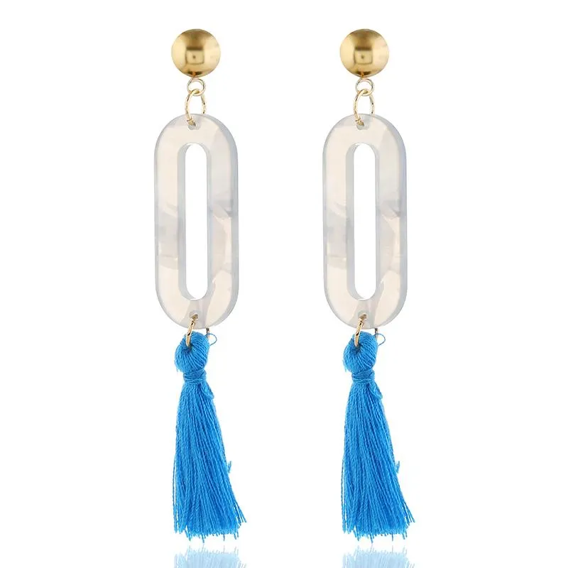 Dangle Boucles D'oreilles De Mode Longue Boucle D'oreille Pour Les Femmes Coton Gland Pendentif Rond Dangling Bijoux Pendientes Mujer Moda 2023 Lustre