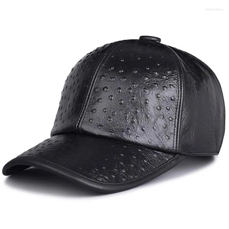 Ball Caps Hat Men Winter Korean Fashion Cowhide Dots Expossed Baseball Cap Męs Męski Nappa cienki ciepły młody hokej hokej gorras hombre