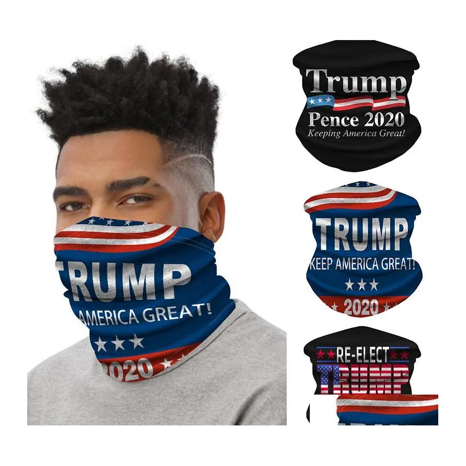 Party Masks Trump Scarf Bandanas Face Mask Sömlös rör Magic Keep America Pannband Utomhus Sportscykling Huvudbonad Neck Gaiter Dr Otnzi