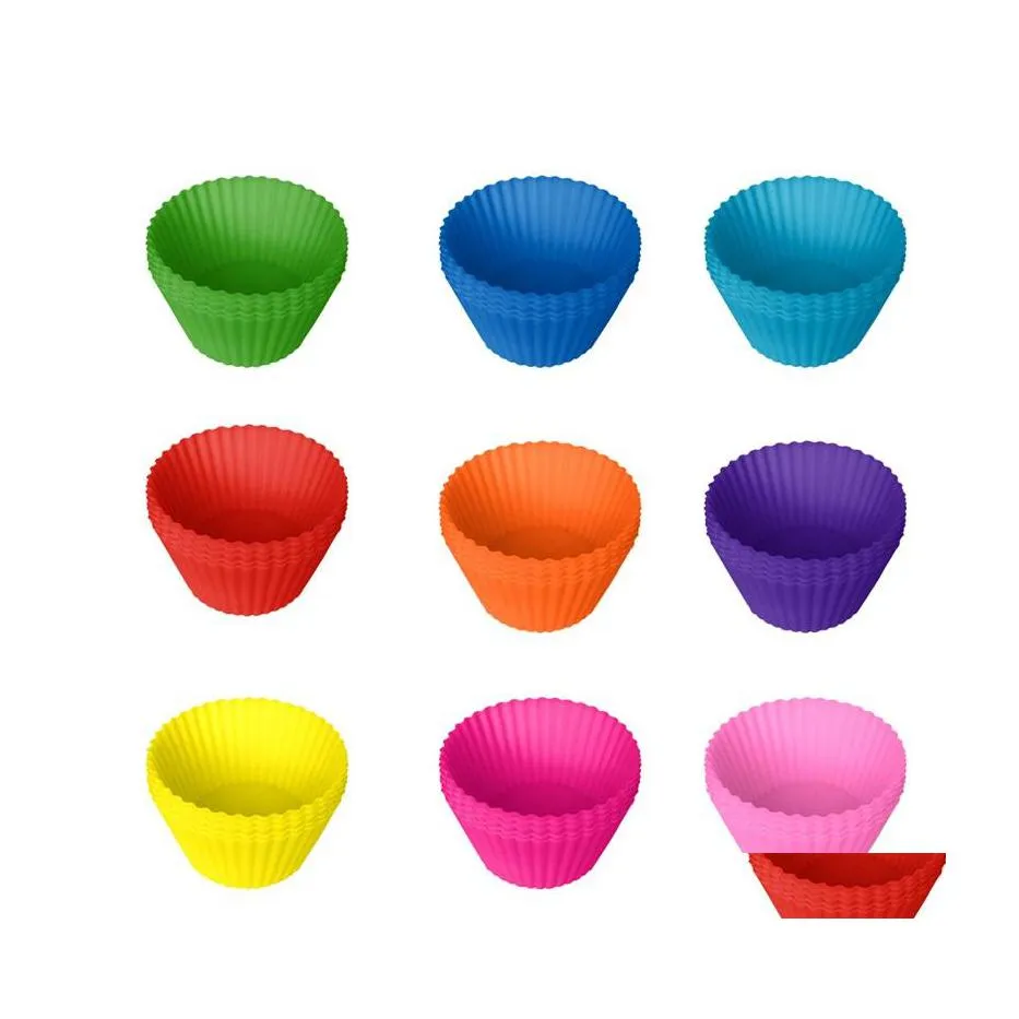 Cupcake 7cm de bolo redondo xícara de molde de panificação diy sile pudim 309 s2 entrega de gota home jardim cozinha bar bakeware dhwmh