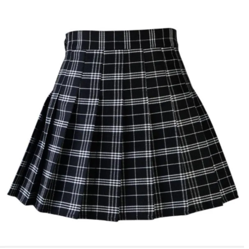 Jupes Femmes Casual Jupe À Carreaux Filles Taille Haute Plissée A-ligne De Mode Uniforme Avec Des Shorts IntérieursJupes