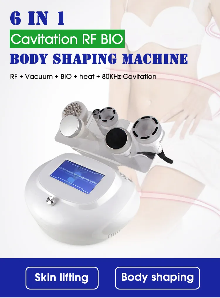 High End 6 i 1 sk￶nhet bantning vakuum radiofrekvens 80k ultraljud kavitation maskin hel kropp massage hud muskel stimulato utrustning