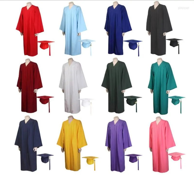 衣料品セット2023ユニセックス大人の卒業ガウン合唱団は高校と学士号の卒業生コラージュ学生ユニフォームのためのローブローブ