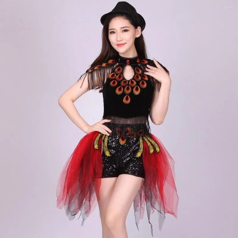 Scene Wear Women Lady paljetter Danklänning Contemporary Nightclub Tuxedo Jazz Costumes Chinese Modern Costume