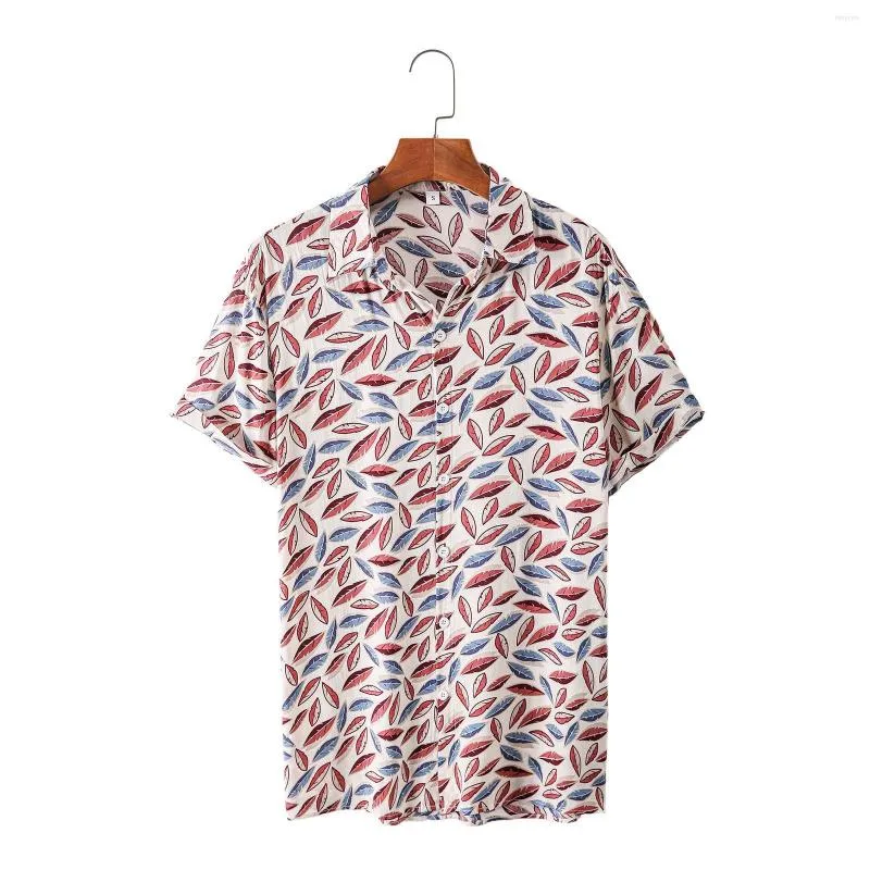 Men's Casual Shirts Men Tops Long Sleeve Fashion Summer Leisure Seaside Holiday Flower Shirt Short Collar Blouse