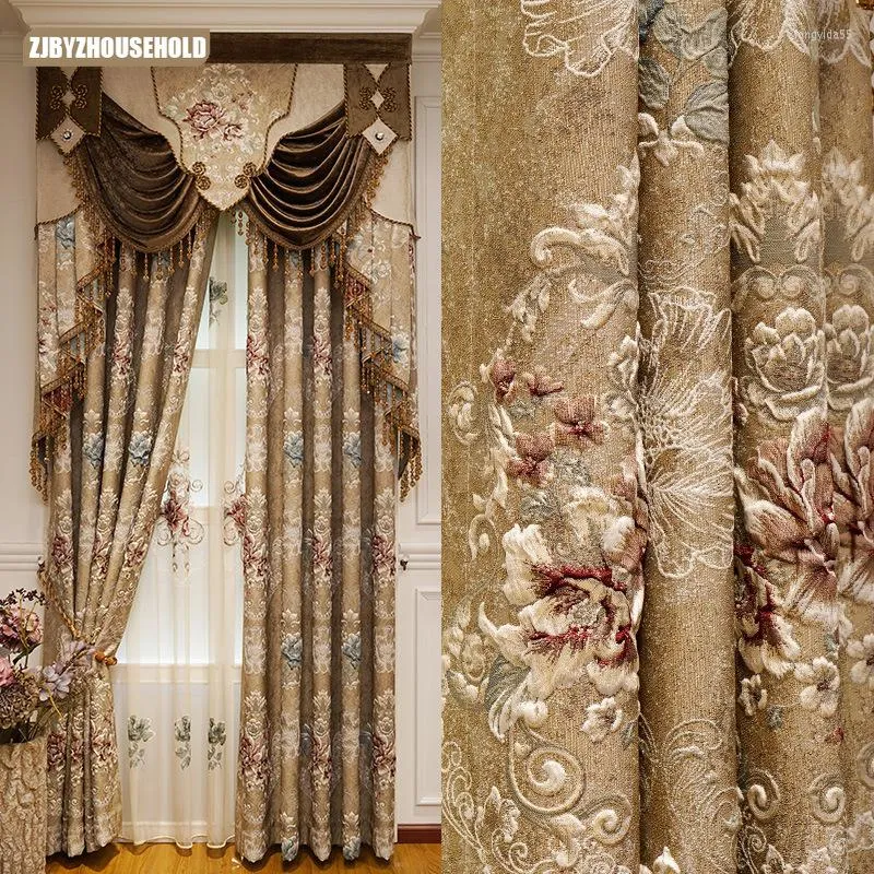 Curtain High-end Fabric Atmosphere Living Room Bedroom Shading High Precision 3D Three-dimensional Relief Light Luxury European