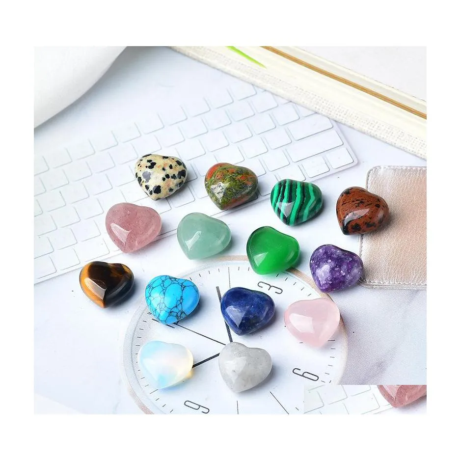 Stone Random Color Mini 15mm Love Heart Statue Natural Carving Home Decoration Crystal Polishing Gem Drop Delivery Jewelry DHSSG