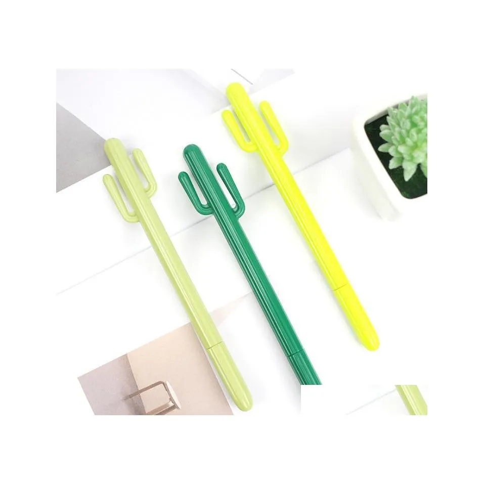 Stylos Gel Creative Petit Cactus Du Désert Frais Style Stylo Corée Du Sud Papeterie Dessin Animé Mignon Étudiant Prix Dhs Sn3554 Drop Delivery O Dhju3