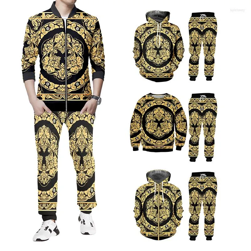 Men's Tracksuits IFPD Baroque Court Style Jacket And Jogger Pants Men's Set 3d Printed Crown Golden Flower Luxury Tracksuit Women's