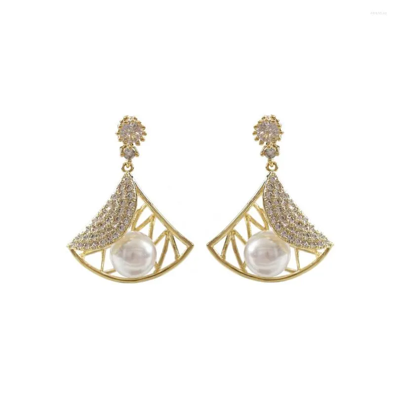 Boucles d'oreilles pendantes LANFLORA ethnique Style chinois en forme d'éventail femmes clou en alliage de cuivre classique en vrac en gros