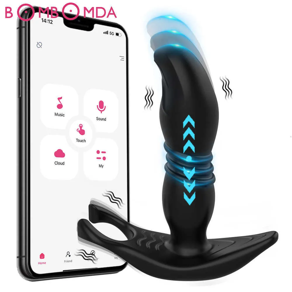 Massaggiatore telescopico per adulti, plug anale vibrante, vibratore anale, app Bluetooth, giocattoli sessuali senza fili a distanza per donne_voghion.com