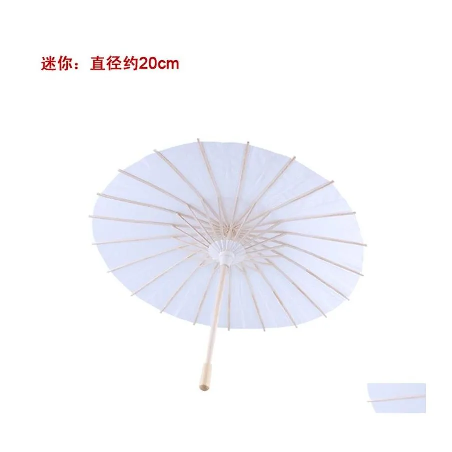 Umbrellas Bridal Wedding Parasols White Paper Chinese Mini Craft Umbrella 4 Diameter 20 30 40 60Cm For Wholesale 642 Drop Delivery H Dhwl2