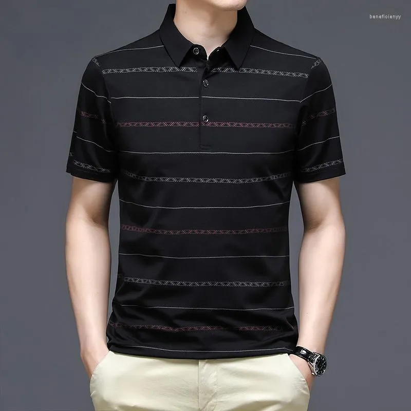 Мужские рубашки T Casumanl Korean Man Men Men Shirt Summer Print Print Print Tees Tops Smart Casual Onloud воротник