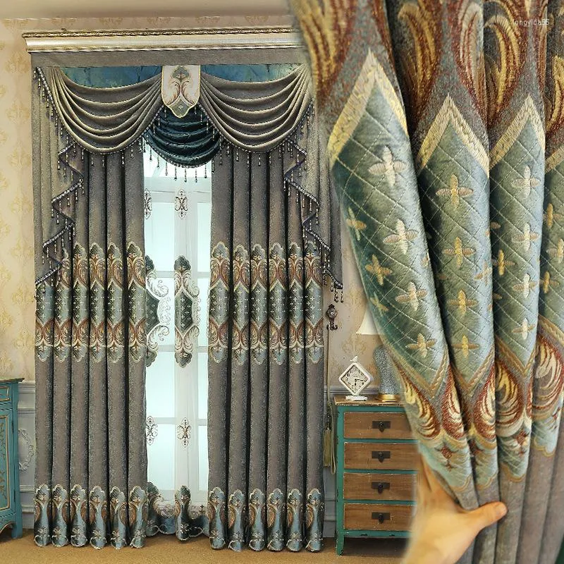 Kurtyna zasłony w stylu europejskim luksus haftowane haftowane draperia Dostosowanie do życia w jadalni sypialnia