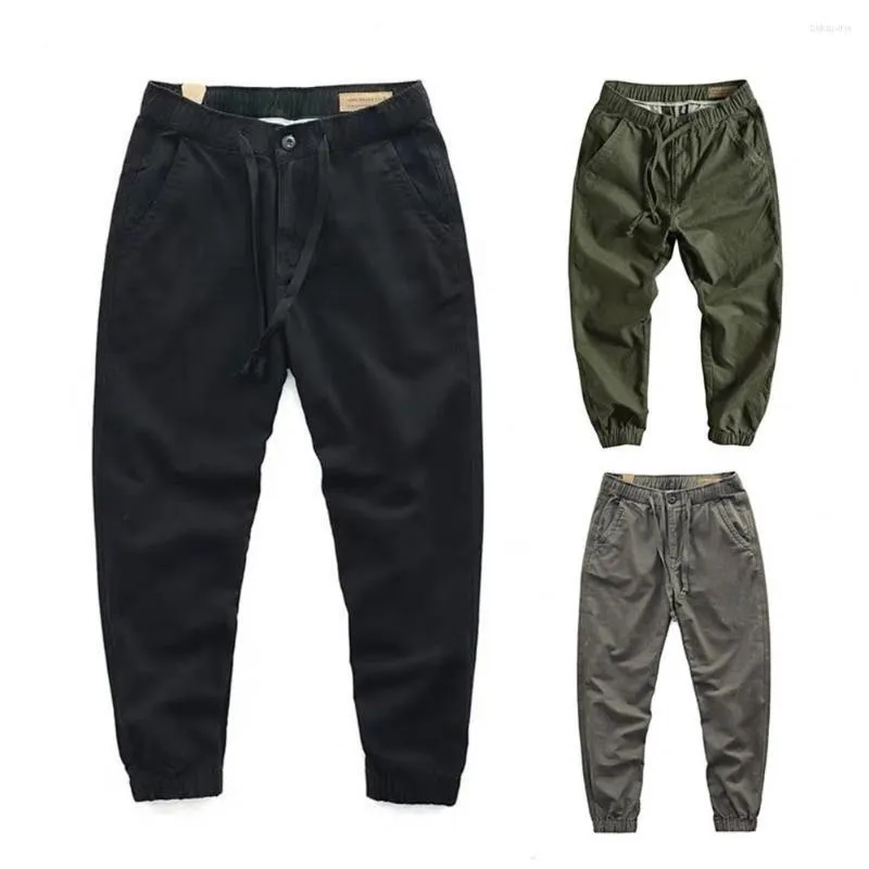 Pantaloni da uomo Tasche multiple Polsini elastici Pantaloni da allenamento sottili Coulisse Elastico in vita Uomo Fitness per l'alpinismo