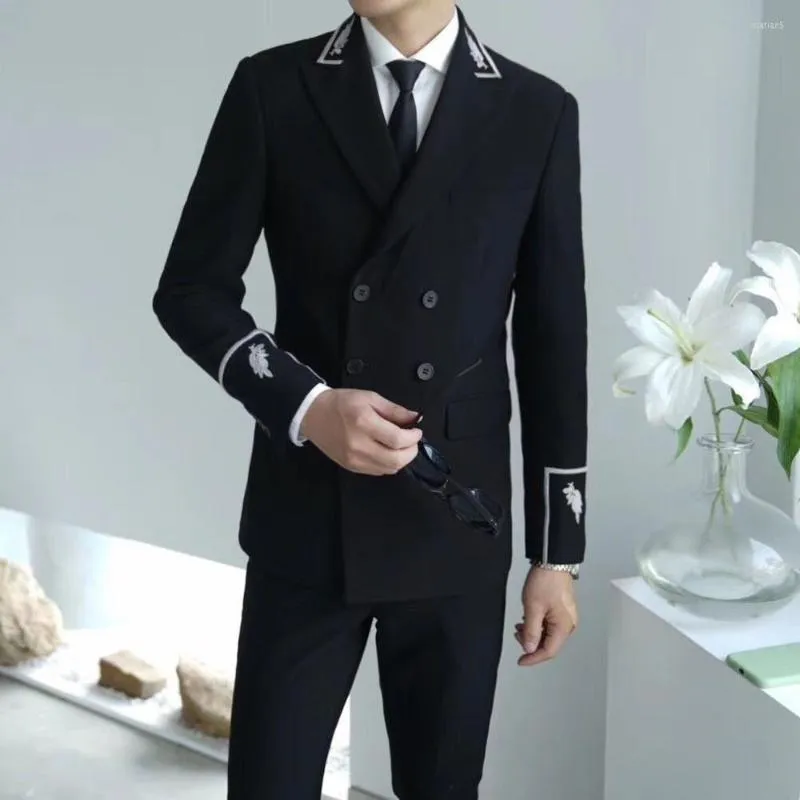 Ternos masculinos mais recente casaco de calça de calça projetar traje de homem duas peças (calça de jaqueta) fumando masculino Homme Mariage Men Tuxedo Costume