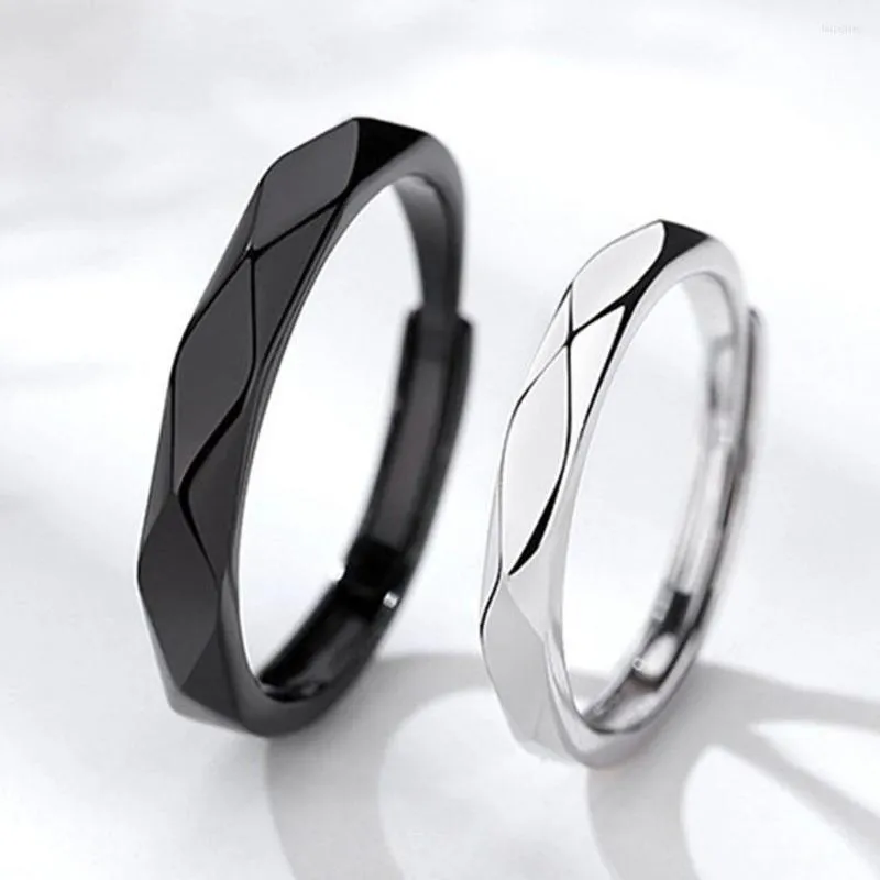 Trouwringen mode zwart-wit prismatisch paar beloven open verstelbaar een paar langeafstand liefde glanzende ring sieraden