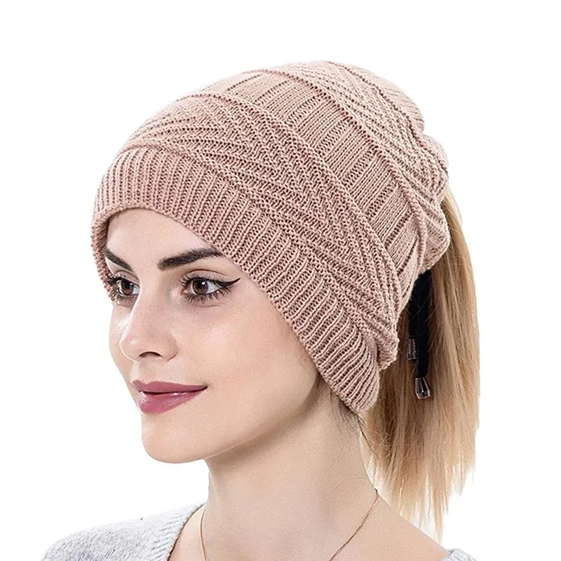 Mützen Beanie/Totenkopfkappen Herbst Winter Hut Frauen Stretch Gestrickte Häkelmütze Hüte Schal Dual Zweck Für Warme Dame