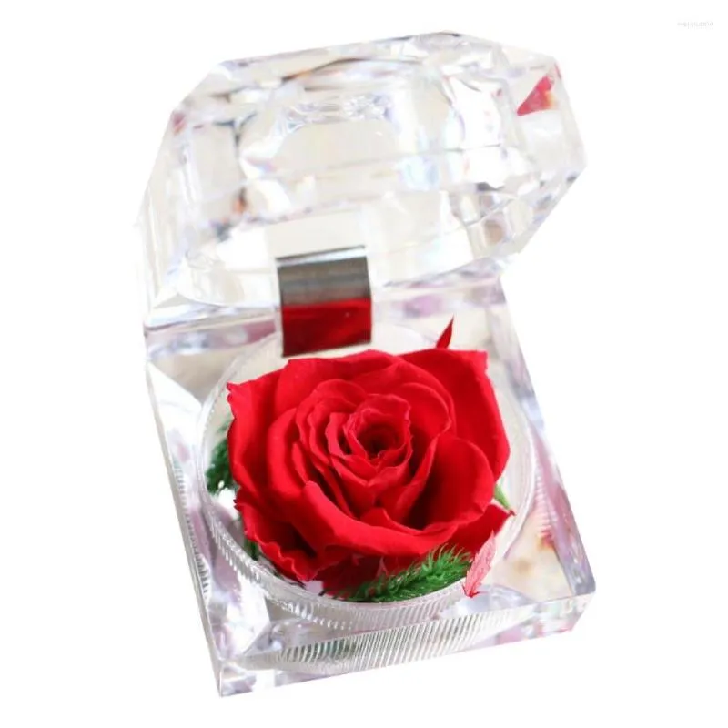 Dekorativa blommor Alla hjärtans dag Ornament 1 Imitation Roses Gift Rose Acrylic Presentlåda