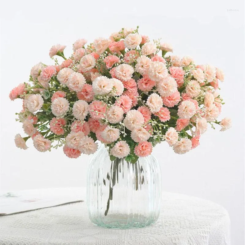 Decorative Flowers 1 Bundle Silk European Small Clove Carnations Artificial Wholesale Home Rose Peony Wedding Bouquet