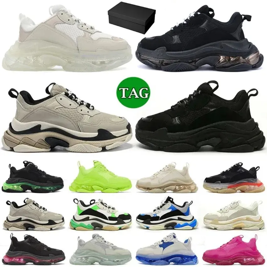 2023 Designer Triple S Men Women Shoes Casual Sneakers Plataforma preta branca cinza vermelho rosa verde verde marrom -marinho Oreo massine