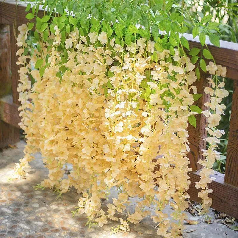 Decoratieve bloemen 1 pc's Wisteria Kunstmatige bruiloft Boog Decoratie Hangende nepbloem Garland Vine Plant Home Decor Outdoor Garden