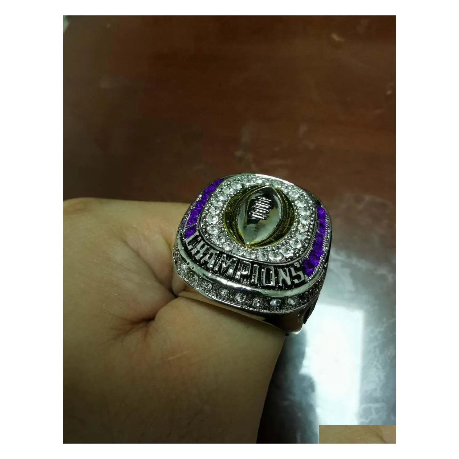 Drei Steinringe für Modesportschmuck LSU Cincinnati Football College Championship Ring Männer Fans US Größe 11 Drop Lieferung Dhumj