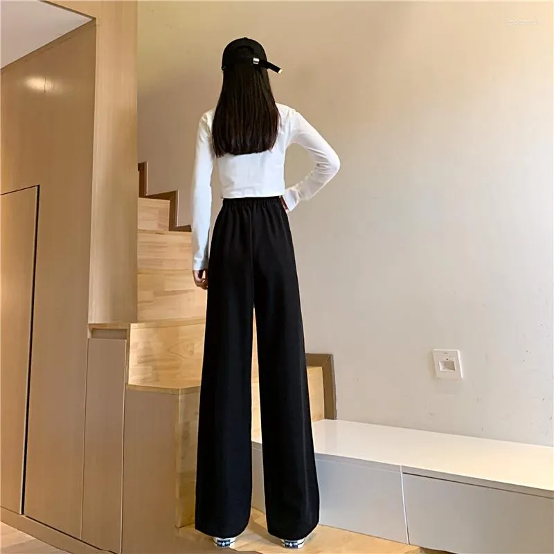 Women's Pants Women Fashion Summer Loose Vertical Suit Trousers Solid Color High Waist Wide Leg Pant Korean Casual Clothing