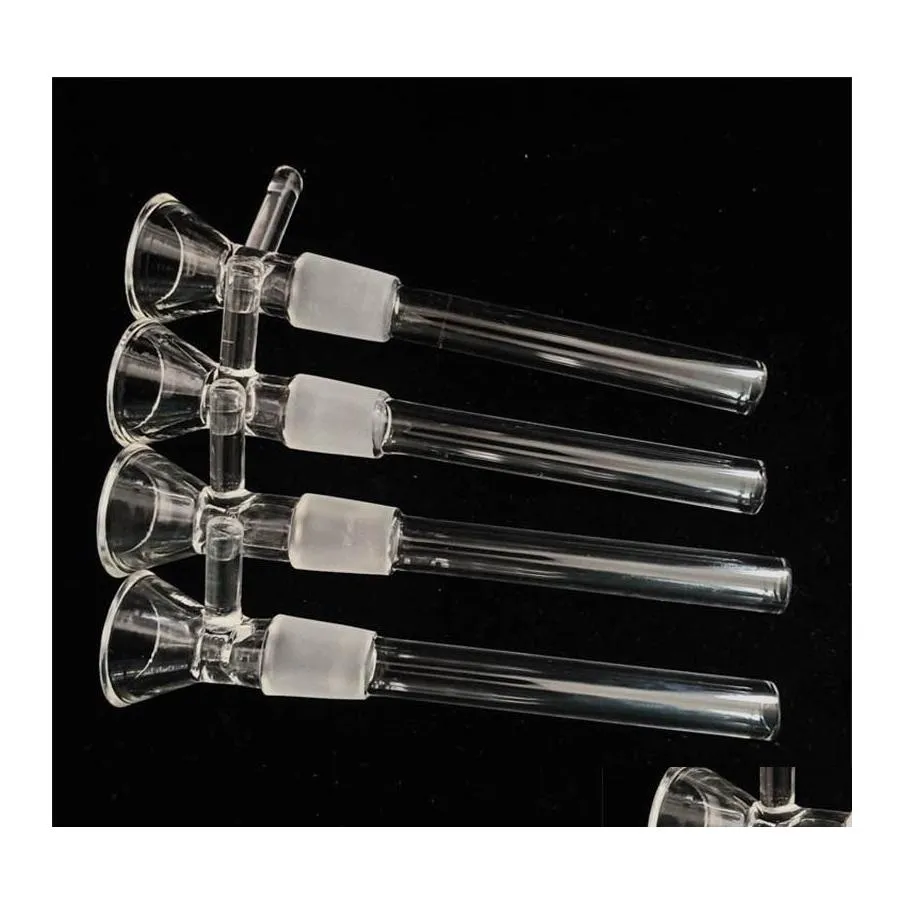 Tillbehör Glas Downstem Diffusor Down Stem Drop Adaptrar för vattenbongar Dab Rigs 14mm Man 117 Längd Glasögon Reducer 127 G2 DELI OTJMD