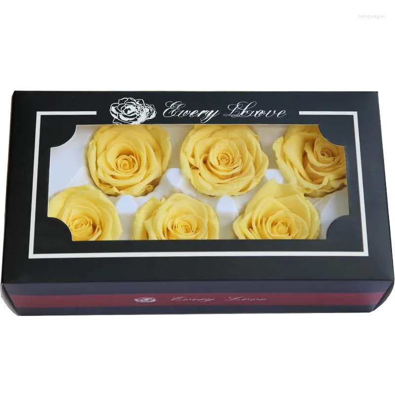 Dekorativa blommor B Grad 5-6 cm Immortal Fresh Rose Real Head Natural Flower Longing For Wedding Ornaments