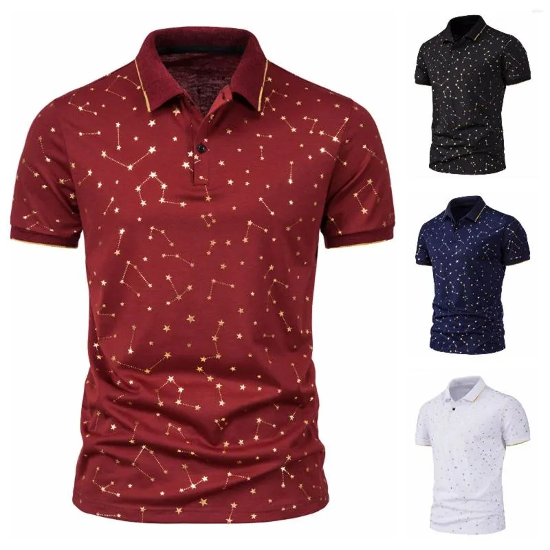 Chemises décontractées pour hommes Chemise à manches courtes d'été à la mode pour hommes Haut à revers imprimé étoile pour hommes Style Fasion