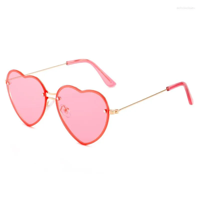 نظارة شمسية UV400 لطيف الحب remless للنساء إطار المعادن جميع المباراة قطع الحافة النظارات حفلة Gafas de Sol