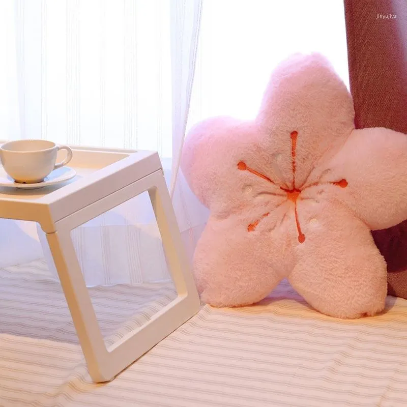 Oreiller 2023 rose cerisier fleur pétales mignon fille chambre salon décor maison étage siège en peluche Tatami fleur