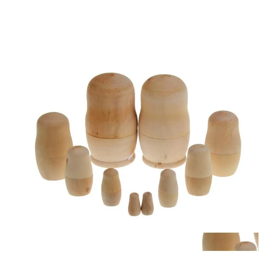 Party Favor 5pcs/Set Unpaleded DIY Blank Wooden Embryos Rosyjskie lalki gniazdowe Matryoshka Toy Birthday Prezent ZA3798 349 OTDW9