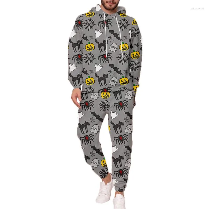 Kvinnors tvåbitar byxor 2023 Jul Halloween Print Man's Clothing Sportwear Casual 2 överdimensionerade hoodies set Sport Wearing Drop