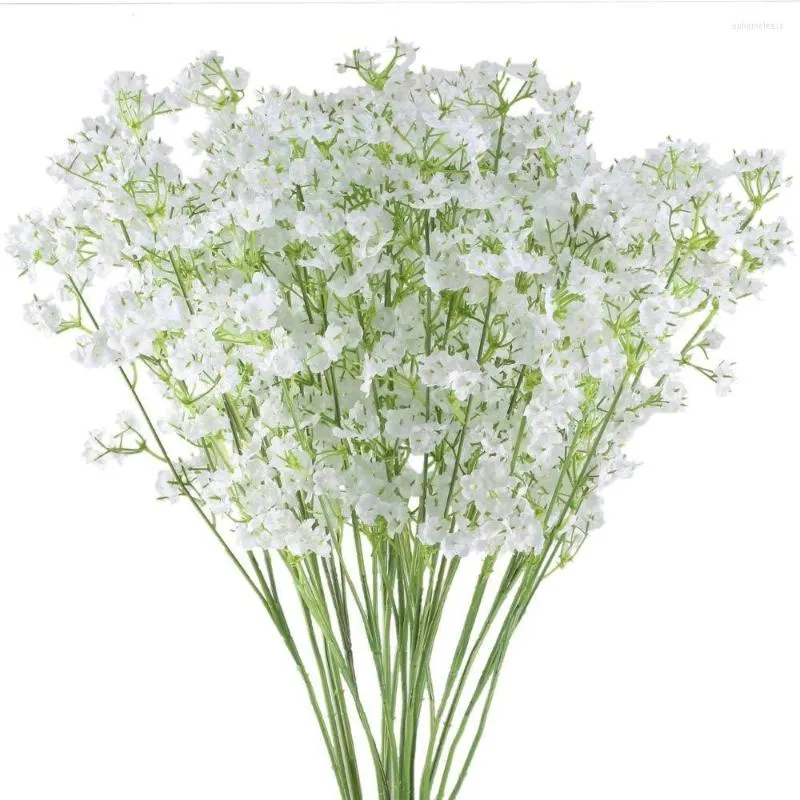 Dekorative Blumen 90 Köpfe 52 cm weiße Babys Atem künstlicher Gypsophila -Blumensträuße für Hochzeits Geburtstagdekoration Hausgarten falsche Blume Blume