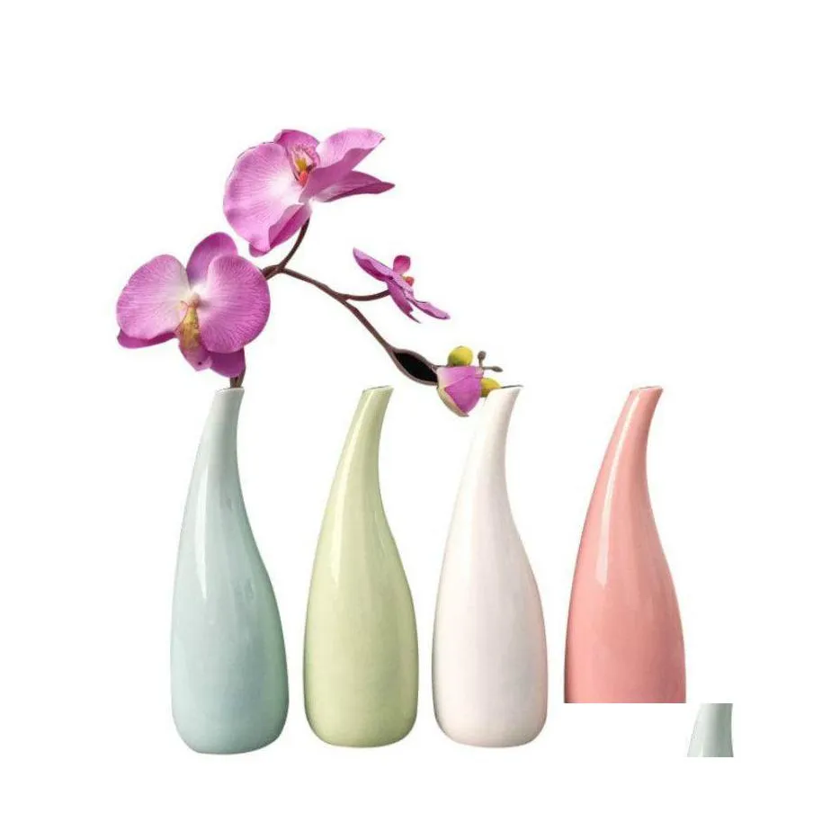 Vases Nordic Ceramic Model Room Home Decor Vase Creative Simplicity Décoration Jardiniere Minimalism Simple Flowerpot Manual Drop De Otnfo