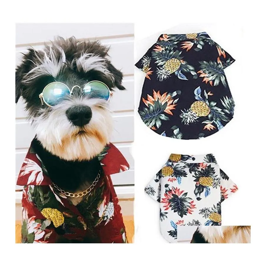 Ubrania odzieżowe ubrania mody letnie kamizelka plażowa odzież Pet Clothing Floral Tshirt Hawaiian na małe duże Chihuahua Drop dostawa do domu dhfhk