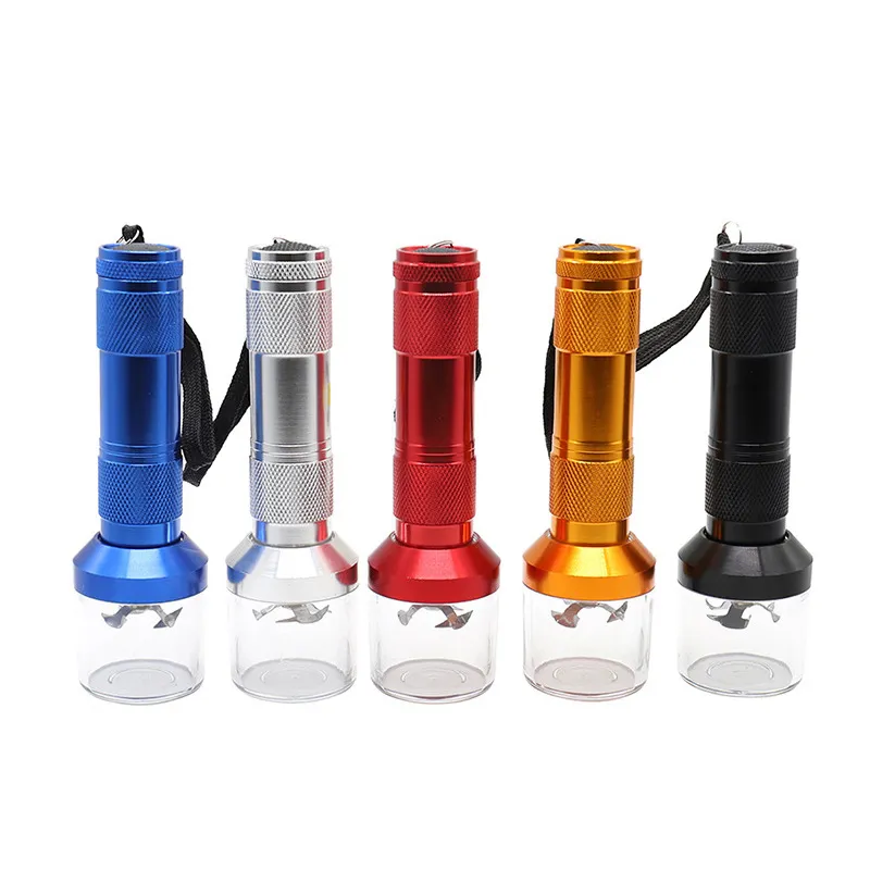 Creative Flashlight Smoke Grinder Aluminum Alloy Smoke Grinders Electric Convenient Metal Smoking Tool For Gift (Without battery)