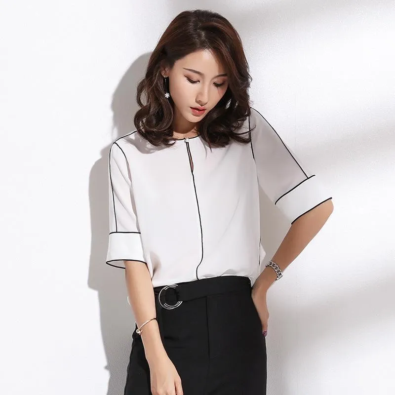 Women's Blouses & Shirts High Quality Summer Shirt 2023 Elegant Women Blouse White Black Office Ladies Tops Roupas FemininaWomen's