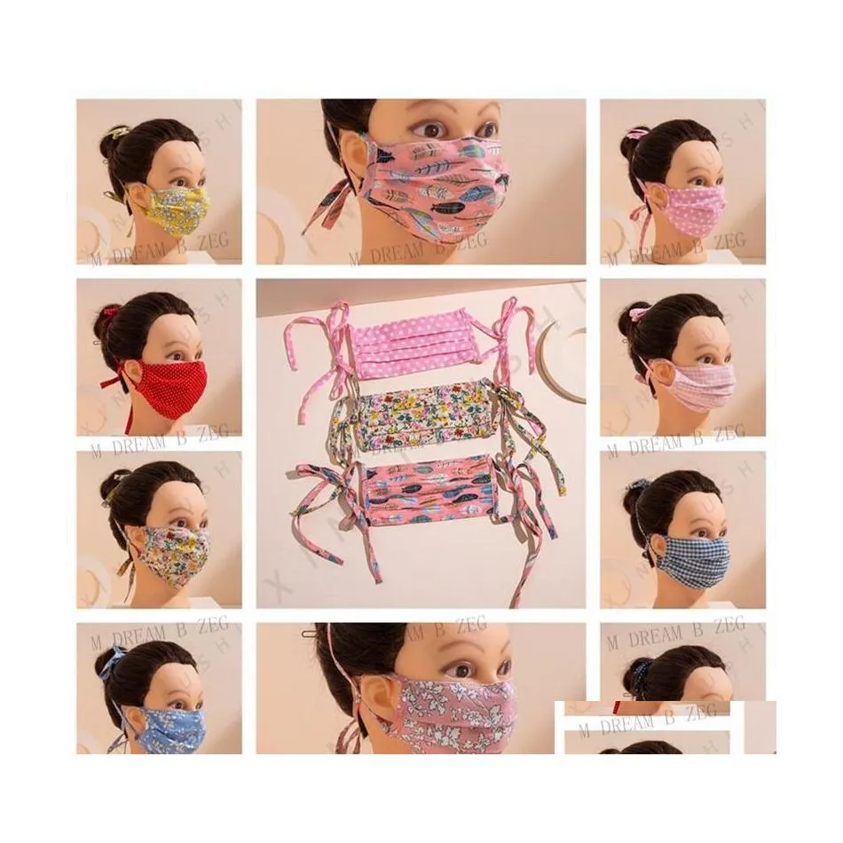 Masques de créateurs Masque facial avec longue corde d'oreille Prévenir la douleur Réutilisable Lavable Coton Party Adt Maske Créateurs de mode Bouche Er Drop de Dhkao