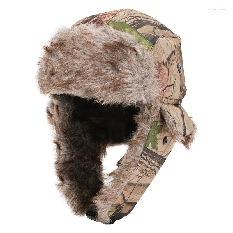 Berets Winter Camouflage Thunder Front Hat Men's Cycling Windproof And Cold Electric Car Outdoor Velvet Warm Ear Protection